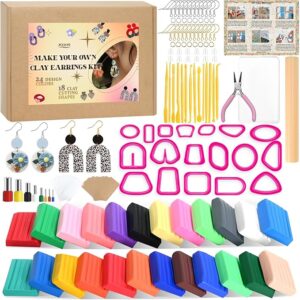 Clay Earring Making Kit – 24 Colors, Pliers & 18 Molds for Teens (Ages 14-16)