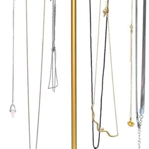 Rotating Jewelry Display Stand with 23 Hooks, 17.8" Gold Bracelet & Necklace Organizer