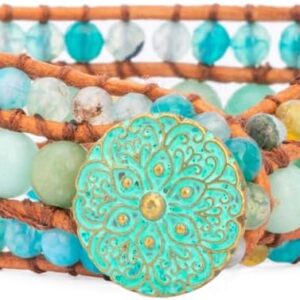 Handmade 3-Row Natural Stone Bead Wrap Bracelet – Statement Jewelry Collection