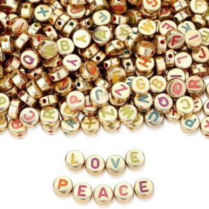 1500pcs Gold Acrylic Letter Beads 4x7mm – Colorful Alphabet Beads for Jewelry Making