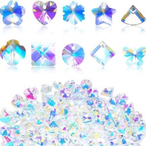 120pcs Crystal & Stone Beads – Chakra, AB, Butterfly, Heart, Snowflake Shapes for DIY Jewelry