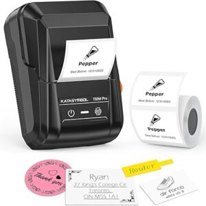 Pro Bluetooth Label Maker – Inkless Label Printer with Tape, 40 Fonts, 450+ Icons, Black