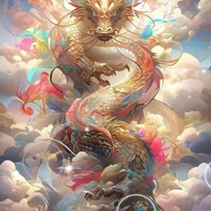Golden Dragon Diamond Painting Kit – 5D DIY Gem Art for Adults & Beginners, 12x20" Wall Decor