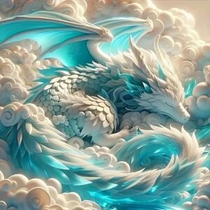 Sleeping Cloud Dragon Diamond Painting Kit – 5D Full Round Drill DIY Art for Adults & Beginners, 11.8x11.8" Wall Decor