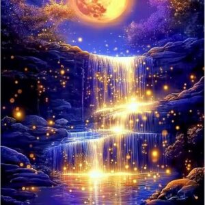 Moonlight Diamond Painting Kit – 5D Round Fantasy Landscape DIY Art for Adults, 16x12" Wall Decor