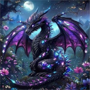 Moonlight Dragon Diamond Painting Kit – 5D Full Drill DIY Art for Adults & Beginners, 12x12" Wall Decor