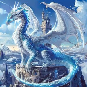 Ice Dragon Diamond Painting Kit – 5D Full Round Drill DIY Art for Adults & Beginners, 13.7x13.7" Wall Decor