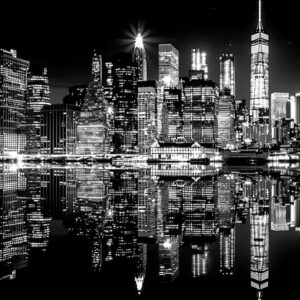 Black & White NYC Night Diamond Painting Kit – 5D Full Drill Round DIY Art for Beginners, 30x40cm Wall Decor