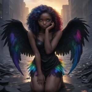Black Angel Woman Diamond Painting Kit – 5D DIY Portrait Craft for Adults, 12x16" Room or Bathroom Decor
