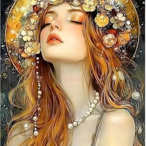 Beautiful Woman Diamond Painting Kit – 5D Full Drill Round DIY Art for Adults, 12x16"