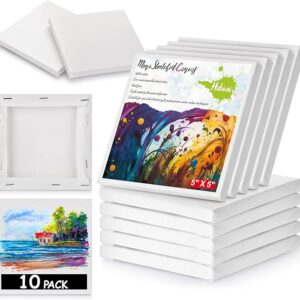 10PCS 5x5" Mini Canvases – Cotton Stretched Canvas for Kids' Art, School & Home Decor