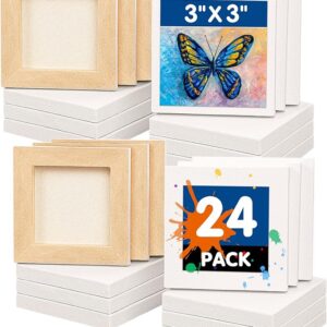 24-Pack Mini Stretched Canvases – 3x3" Cotton Canvas for Acrylic & Oil Painting