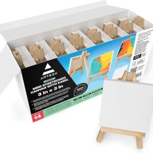 14-Pack Mini Canvases with Easels – 3x3" Blank Art Set for Acrylic, Oil & Gouache
