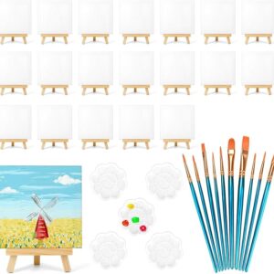 20-Pack Mini Canvas Painting Kit – 6x6" Panels with Easels, Brushes & Trays for Kids & Teens