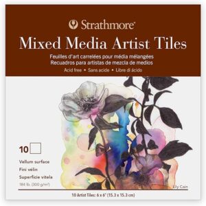 400 Series Artist Tiles – 6"x6", 184lb Mixed Media Paper Pad, 10 Sheets