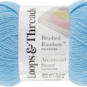 Loops & Threads Baby Rainbow Yarn – Vista Blue Polyester, 5.3 oz for Knitting & Crafts