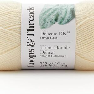 Loops & Threads Delicate DK Yarn – White Acrylic, 4 oz for Knitting & Crafts