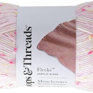 Loops & Threads Flecks Yarn – Pink Acrylic Blend, 6.53 oz for Knitting & Crafts