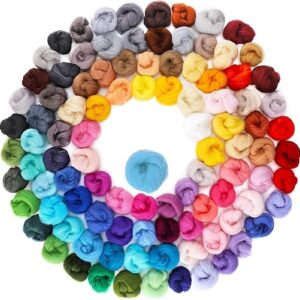 100 Colors Needle Felting Wool – Fiber Roving for DIY, Spinning & Blending