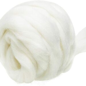 3.53oz White Wool Roving Yarn – Chunky Wool for Needle & Wet Felting, DIY Spinning