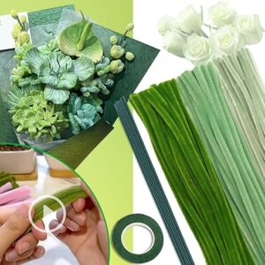 311PCS Pipe Cleaners Flower Kit – 300 Green Chenille Stems & 10 Flower Stems