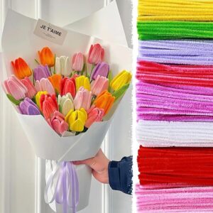 500PCS Assorted Pastel Pipe Cleaners – 8 Colors, 12" Chenille Stems for Crafts, Gift Wrapping & Party Decor