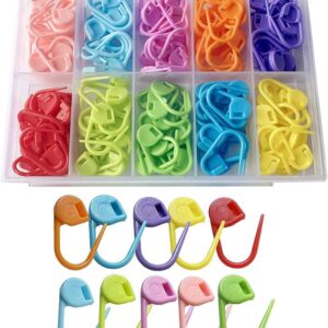 150PCS Knitting & Crochet Locking Stitch Markers – 10 Random Colors Stitch Needle Clips