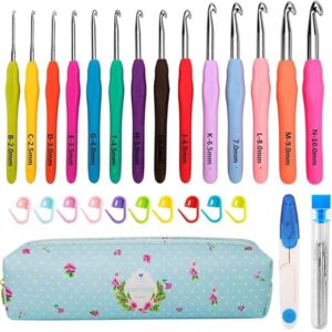 14-Size Crochet Hook Set (2mm–10mm) – Ergonomic Hooks with Case for Beginners