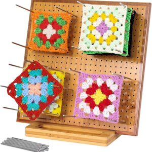 11.8" Bamboo Crochet Blocking Board with 20 Pins – Wooden Blocking Board for Crochet & Knitting Projects, Gift for Crocheters
