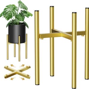 Adjustable Metal Plant Stand Indoor Outdoor Mid Century Gold Planter