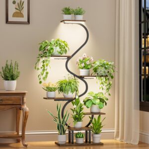 7 Tier Plant Stand with Grow Lights Tall Corner Metal Shelf