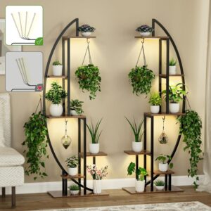 Indoor Plant Stand with Grow Lights Tall Tree Shape Metal Rack