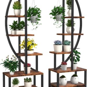 2 Pack 6 Tier Plant Stand Metal Shelf with Wheels Drawer