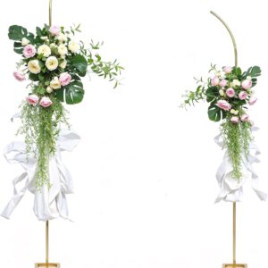 Set of 2 Gold Wedding Arch Stand Curved Backdrop Frame Decor