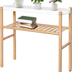 Bamboo Plant Stand 2 Tier Indoor Shelf Multi Pot Display Rack