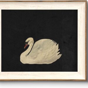 Framed Swan Wall Art Canvas Vintage Animal Painting Home Decor