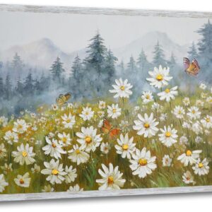 Large Daisy Flower Wall Art Canvas Mountain Landscape Framed Decor
