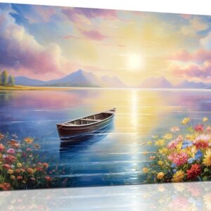 Large Sunrise Landscape Wall Art Canvas Blue Modern Home Decor