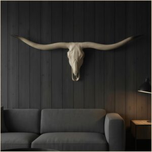 Bison Bull Skull Wall Decor Resin Longhorn Sculpture Hanging Art