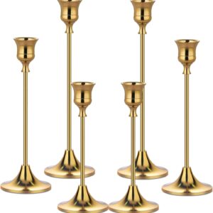 Gold Metal Candlestick Holders Set Vintage Taper Candle Stand Decor