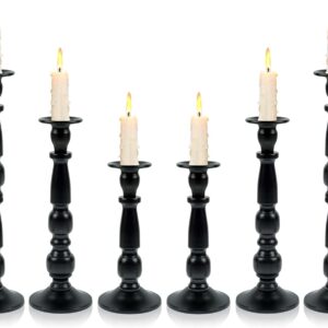 Black Metal Candlestick Set of 6 Tall Pillar Taper Holders