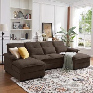 U Shape Sectional Sofa Cloud Couch with Chaise Convertible Seating
