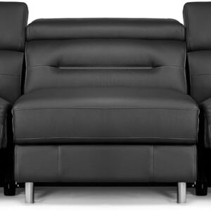 Modern Reclining Leather Sofa with Adjustable Headrests Black
