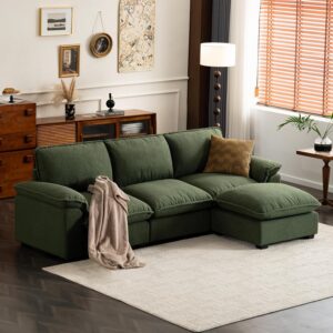 Modular Sectional Sofa Deep Seat Cloud Couch Reversible Chaise Green