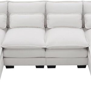 Modular Sectional Sofa Sleeper Couch with Chaise Pillows White