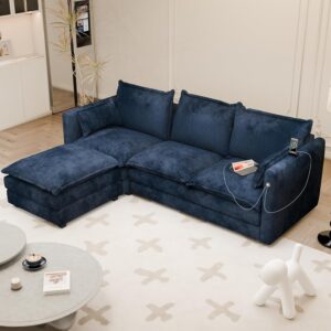 L Shaped Sectional Sofa Cloud Couch Deep Seat with Charging
