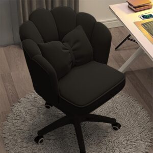 Velvet Vanity Chair with Wheels Adjustable Height Tufted Desk Chair