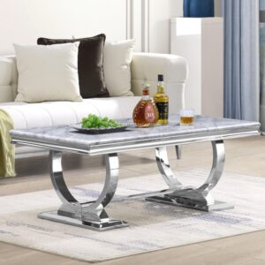Stylish 48-inch rectangular living room table with silver U‑design