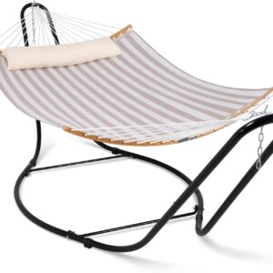Outdoor Double Hammock with Stand Quick Dry Heavy Duty 475lb