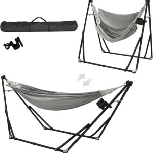 Hammock with Steel Stand Convertible Swing Chair Portable Heavy Duty